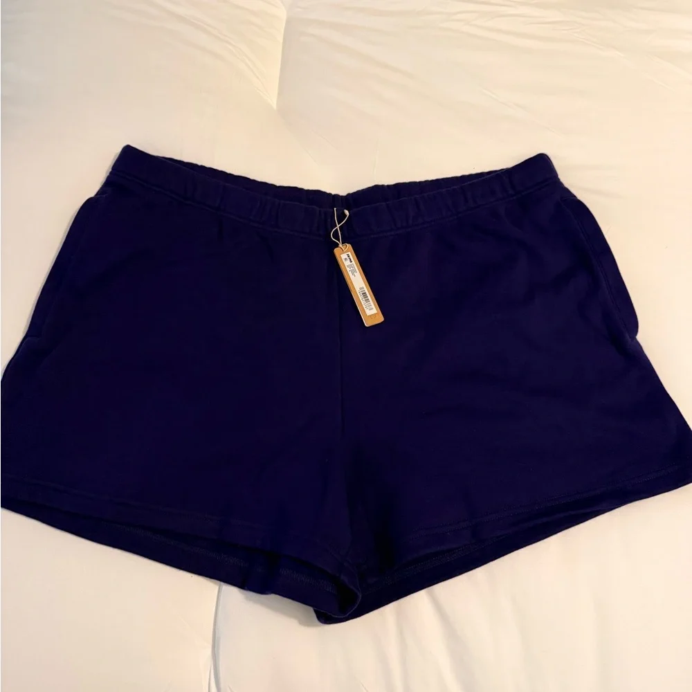 SKIMS Cotton Fleece Classic Shorts Concord Purple XL NWT